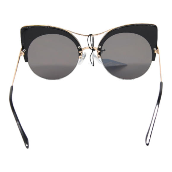 Sunglasses Fashion UV400 Protection Women Cat Eye Black Frame Blue Lens - Picture 4 of 6